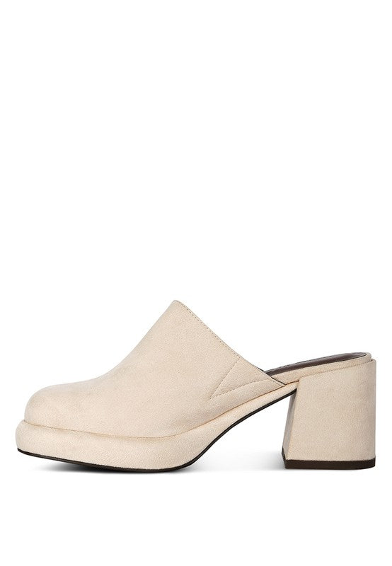DELAUNAY Suede Heeled Mule Sandals - Premium  from Rag Company - Just $64.48! Shop now at Alexi and Gray