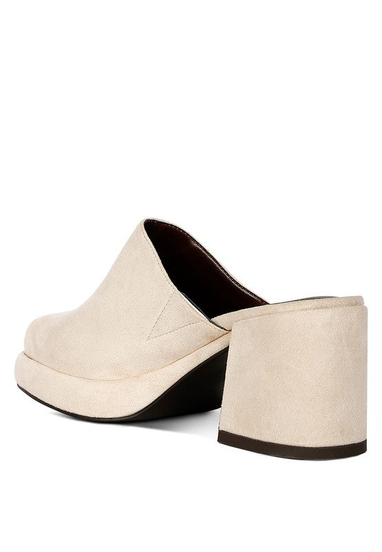 DELAUNAY Suede Heeled Mule Sandals - Premium  from Rag Company - Just $64.48! Shop now at Alexi and Gray