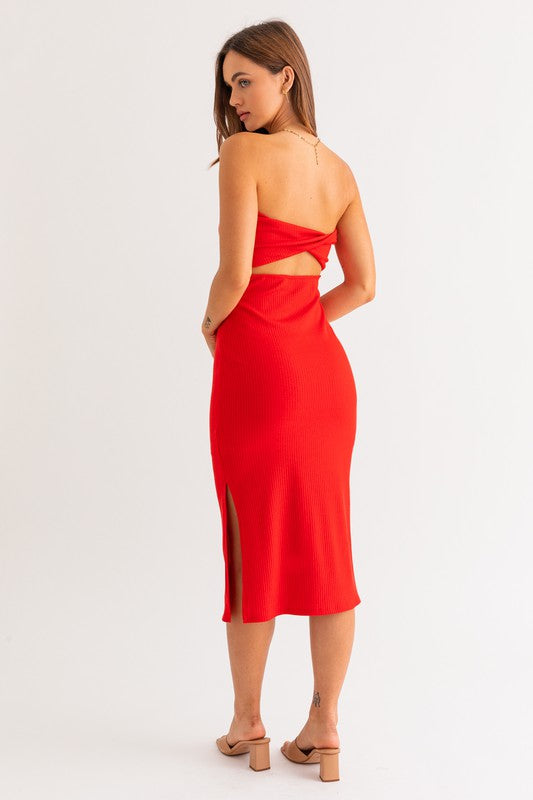 TUBE TWIST MIDI DRESS - Premium  from LE LIS - Just $37.40! Shop now at Alexi and Gray