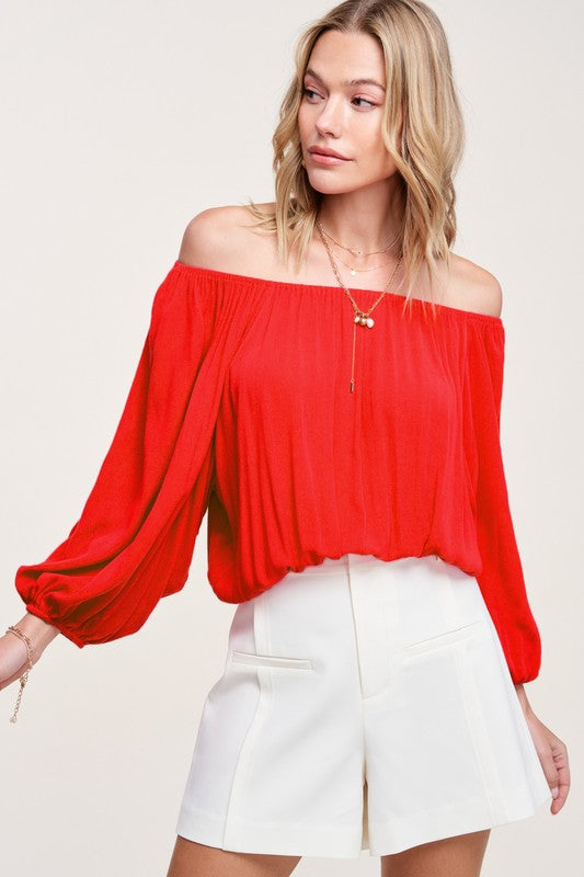 JENNA OFF THE SHOULDER TOP - Premium  from La Miel - Just $30.68! Shop now at Alexi and Gray