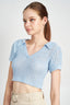 RIBBED KNIT COLLARED CROP TOP - Premium  from Emory Park - Just $37.70! Shop now at Alexi and Gray