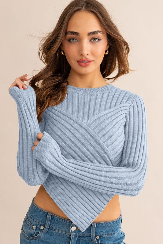Asymmetrical Hem Sweater Top - Premium  from LE LIS - Just $36.22! Shop now at Alexi and Gray
