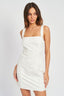 SQUARE NECK MINI DRESS WITH ELASTIC BACK DETAIL - Premium  from Emory Park - Just $45.50! Shop now at Alexi and Gray