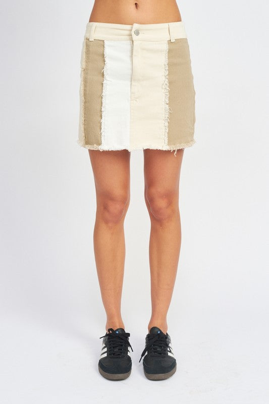 HIGH RISE COLOR BLOCK SKIRT - Premium  from Emory Park - Just $50.70! Shop now at Alexi and Gray