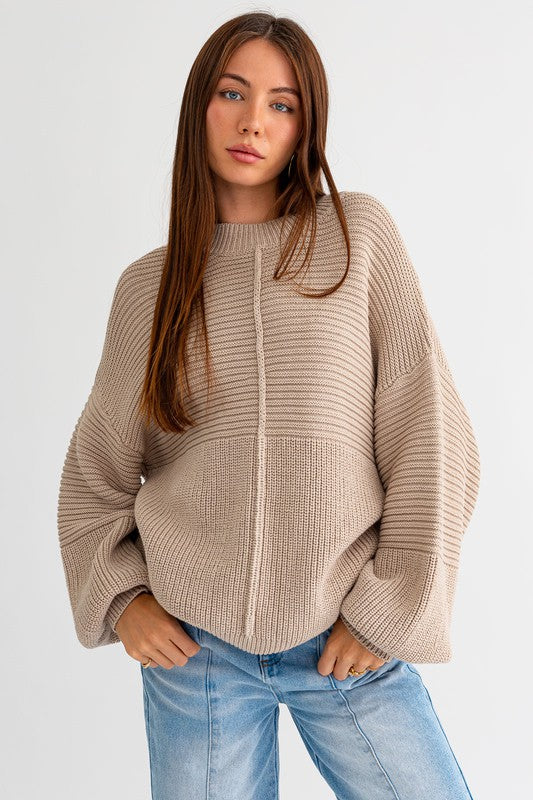Ribbed Knitted Sweater - Premium  from LE LIS - Just $48.30! Shop now at Alexi and Gray