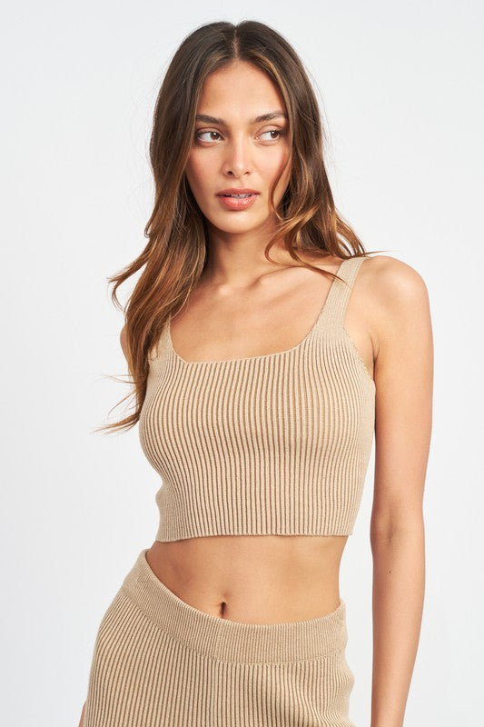 SQAURE NECK CROPPED SLEEVELESS TOP - Premium  from Emory Park - Just $35.10! Shop now at Alexi and Gray