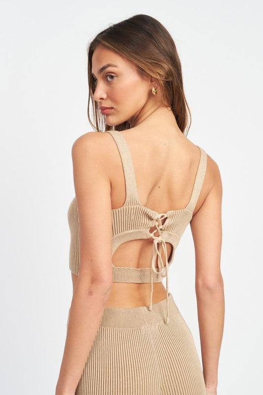 SQAURE NECK CROPPED SLEEVELESS TOP - Premium  from Emory Park - Just $35.10! Shop now at Alexi and Gray