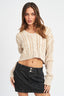 CONTRASTED CABLE KNIT SWEATER TOP - Premium  from Emory Park - Just $46.80! Shop now at Alexi and Gray