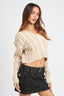 CONTRASTED CABLE KNIT SWEATER TOP - Premium  from Emory Park - Just $46.80! Shop now at Alexi and Gray