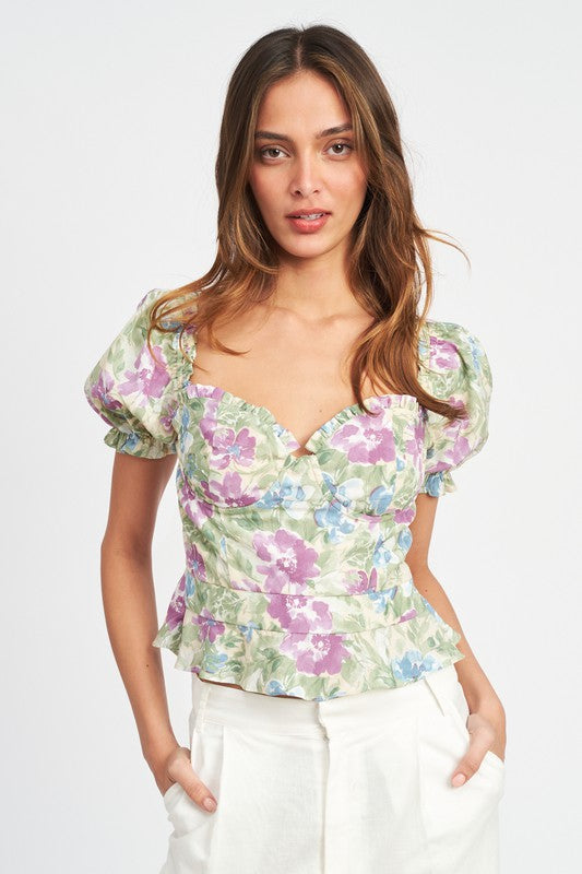 FLORAL MILK MAID BLOUSE - Premium  from Emory Park - Just $49.40! Shop now at Alexi and Gray