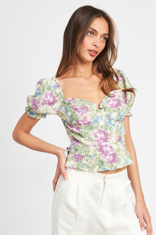 FLORAL MILK MAID BLOUSE - Premium  from Emory Park - Just $49.40! Shop now at Alexi and Gray