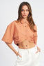 WIDE SLEEVE CROPPED SHIRT - Premium  from Emory Park - Just $50.70! Shop now at Alexi and Gray