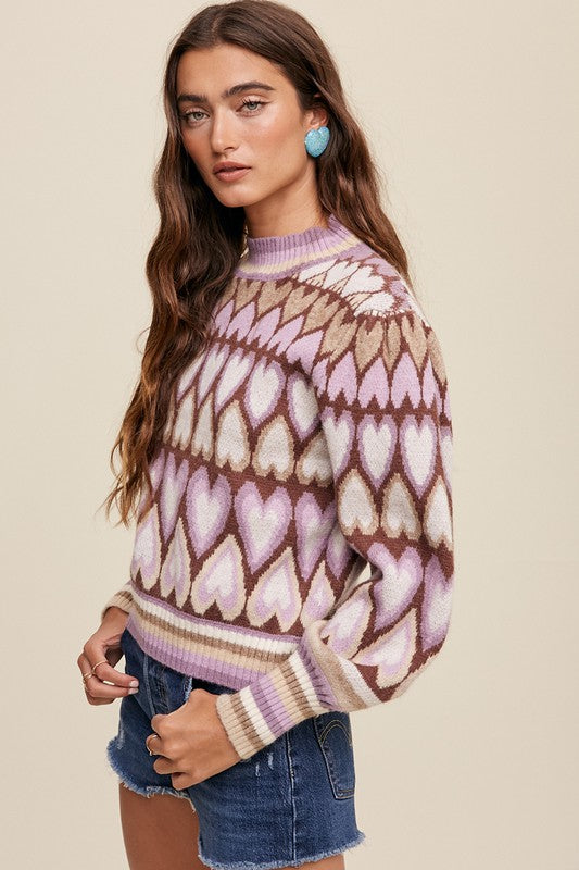 Full of Heart Mock Neck Puff Sleeve Knit Sweater - Premium  from Listicle - Just $40.70! Shop now at Alexi and Gray