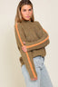 Marled Brown Raglan Sleeve Funnel Neck Sweater - Premium  from Lumiere - Just $45.54! Shop now at Alexi and Gray