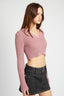 CROPPED COLLAR KNIT TOP - Premium  from Emory Park - Just $41.45! Shop now at Alexi and Gray