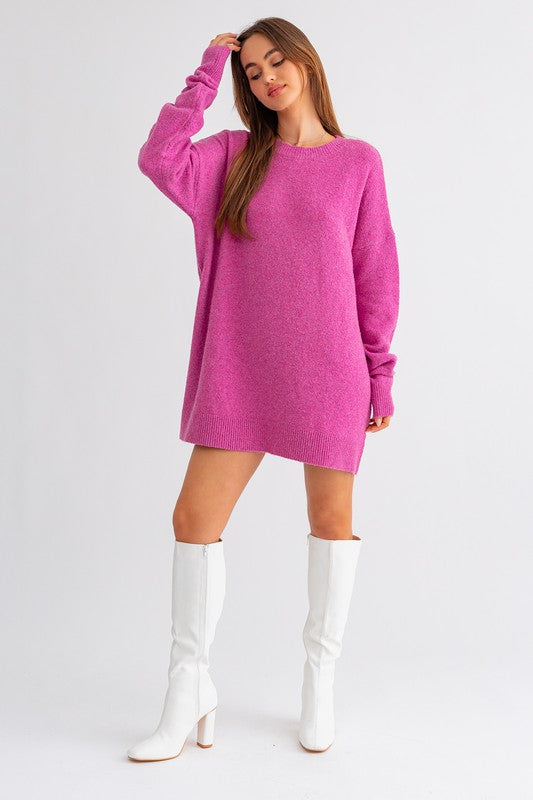 Recycled Yarn Oversized Sweater Dress - Premium  from LE LIS - Just $39.52! Shop now at Alexi and Gray