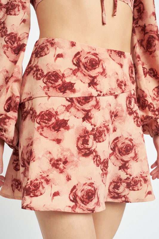FLORAL FLARED MINI SKIRT - Premium  from Emory Park - Just $39! Shop now at Alexi and Gray