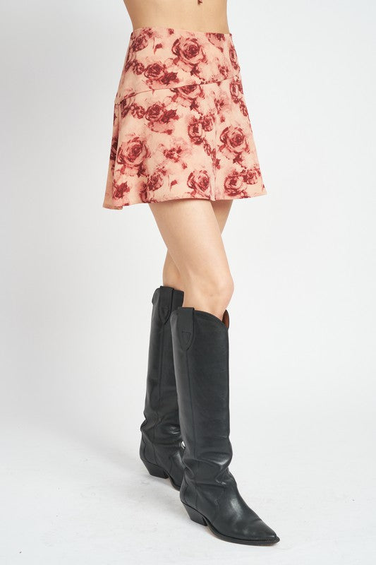 FLORAL FLARED MINI SKIRT - Premium  from Emory Park - Just $39! Shop now at Alexi and Gray