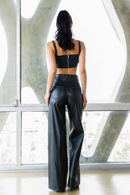 Vegan Leather Wide Leg Pants - Premium  from Vibrant M.i.U - Just $51.04! Shop now at Alexi and Gray
