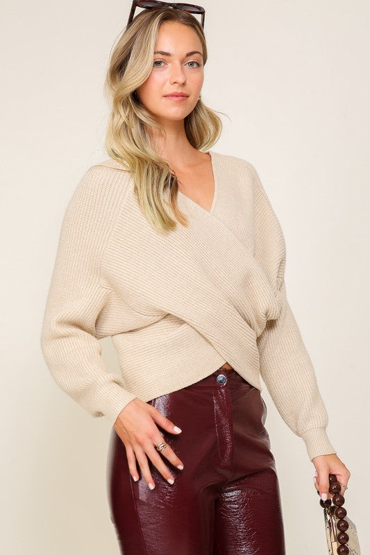 Cross Over Front Sweater - Premium  from Lumiere - Just $43.34! Shop now at Alexi and Gray