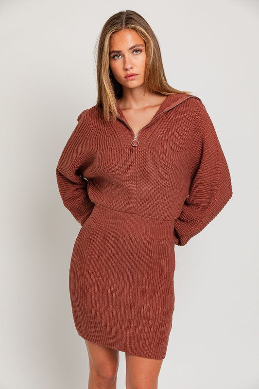 Zipper Sweater Dress - Premium  from LE LIS - Just $45! Shop now at Alexi and Gray
