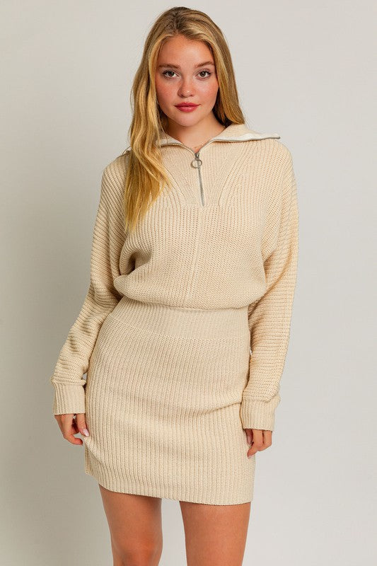 Zipper Sweater Dress - Premium  from LE LIS - Just $45! Shop now at Alexi and Gray
