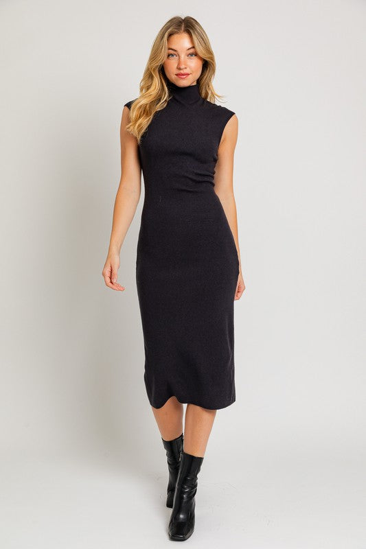 Mock Neck Sweater Midi Dress - Premium  from LE LIS - Just $46.10! Shop now at Alexi and Gray