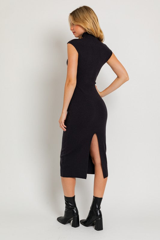 Mock Neck Sweater Midi Dress - Premium  from LE LIS - Just $46.10! Shop now at Alexi and Gray