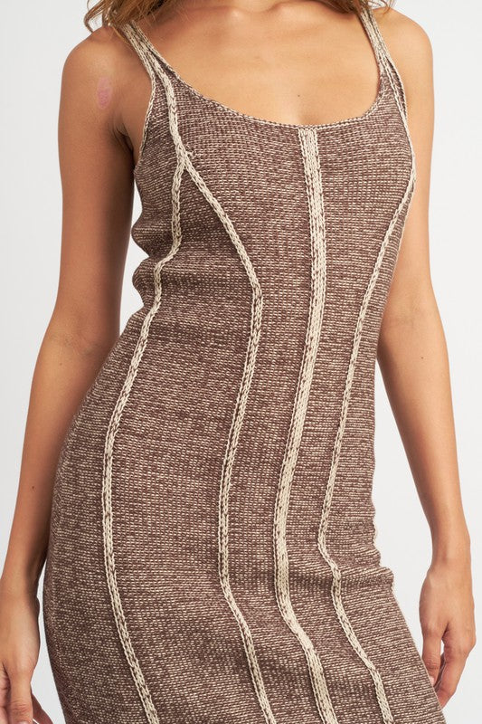 CONTRASTED SEAM DETAIL MINI DRESS - Premium  from Emory Park - Just $39.00! Shop now at Alexi and Gray