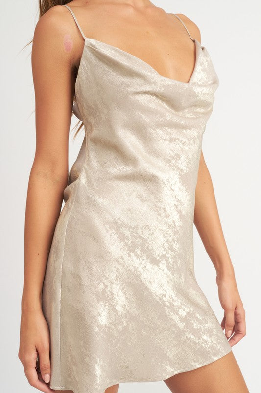 COWL NECK MNI SLIP DRESS - Premium  from Emory Park - Just $52! Shop now at Alexi and Gray