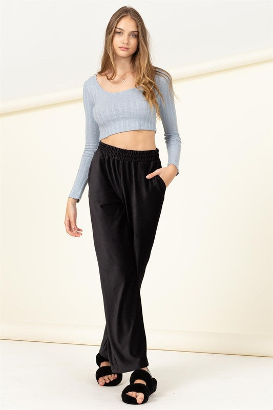 SCOOP NECK LONG SLEEVE CROP TOP - Premium  from HYFVE - Just $12.32! Shop now at Alexi and Gray