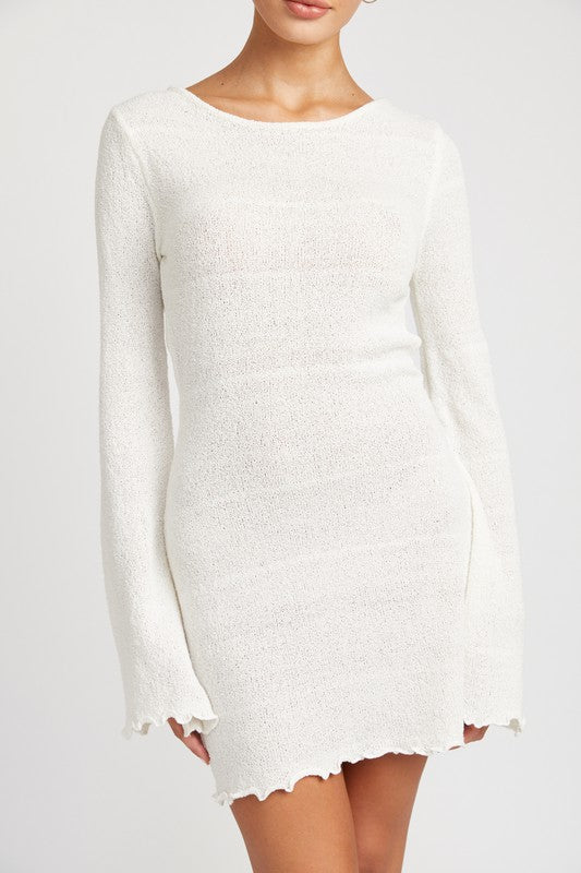 LETTUCE HEM OPEN BACK MINI DRESS - Premium  from Emory Park - Just $52! Shop now at Alexi and Gray