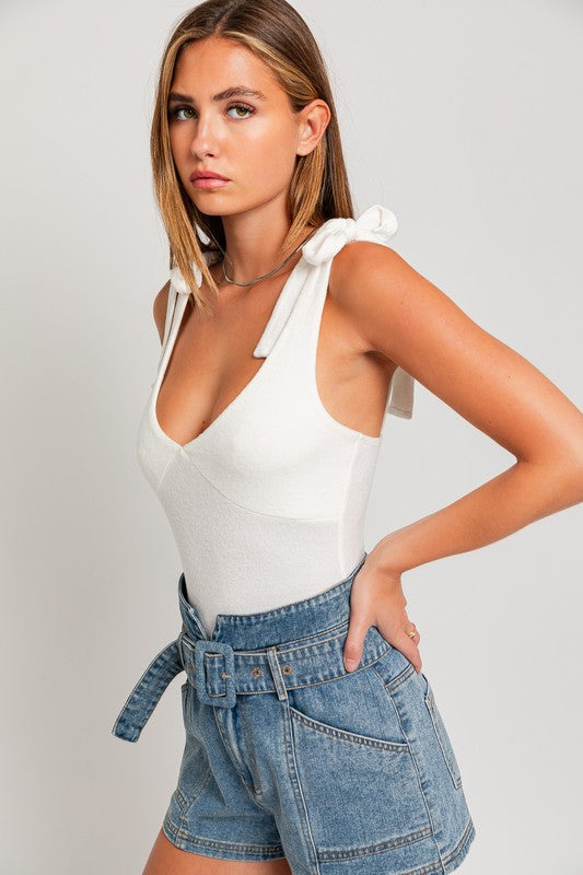 Strap Tie Bodysuit - Premium  from LE LIS - Just $24.14! Shop now at Alexi and Gray
