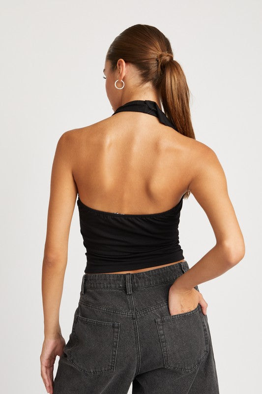 RUFFLED HALTER TOP - Premium  from Emory Park - Just $33.80! Shop now at Alexi and Gray