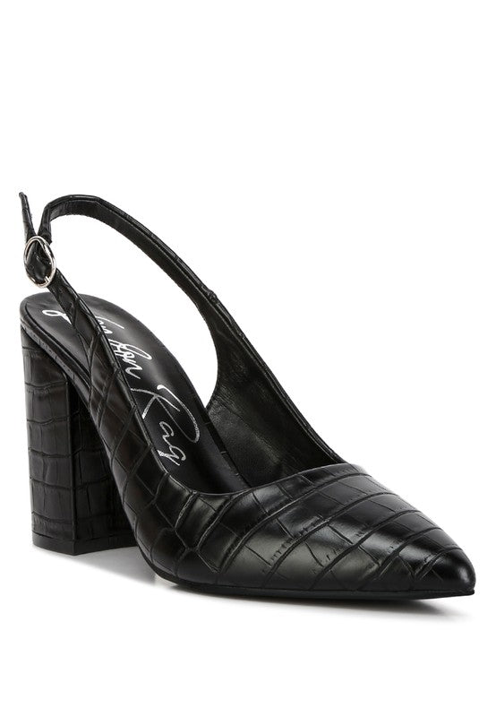 Macha Croctexture Sling Back Heels - Premium  from Rag Company - Just $44.24! Shop now at Alexi and Gray