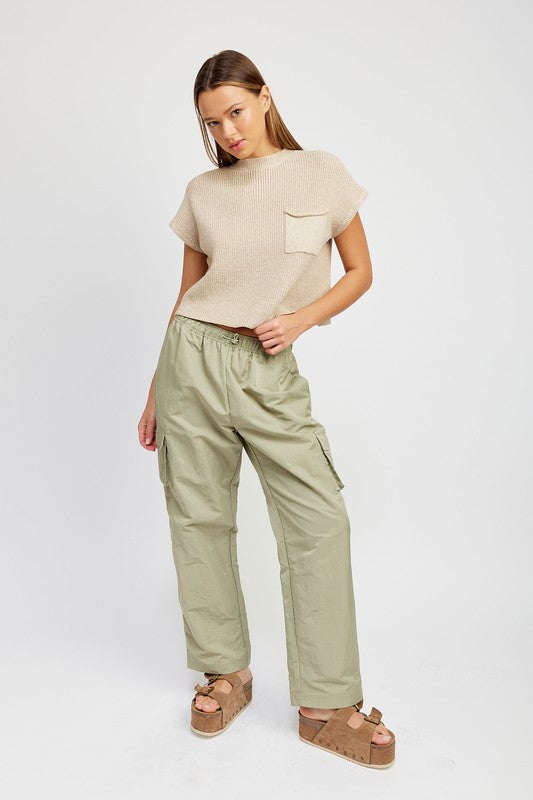 STRAIGHT LEG PANTS WITH ELASTIC WAIST BAND - Premium  from Emory Park - Just $58.50! Shop now at Alexi and Gray