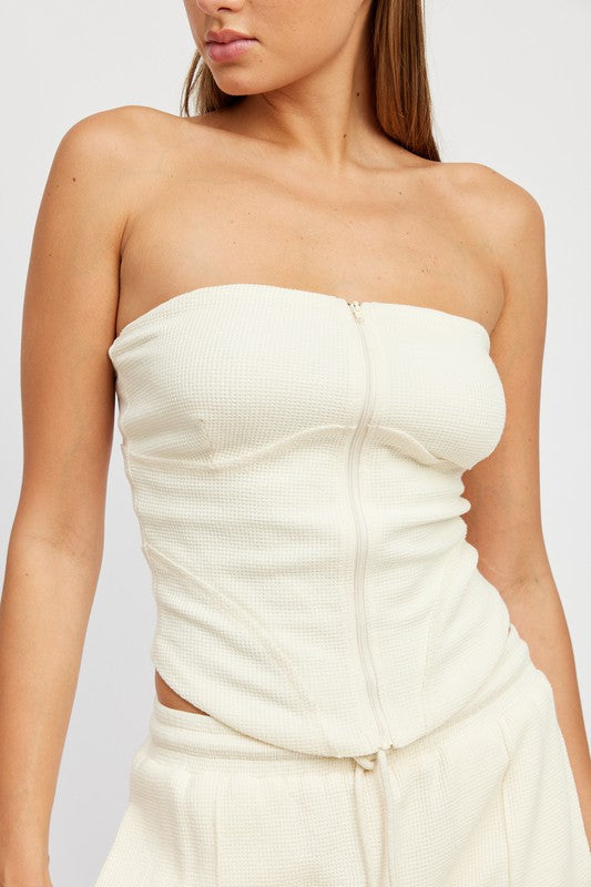 ZIP UP TUBE TOP - Premium  from Emory Park - Just $36.40! Shop now at Alexi and Gray
