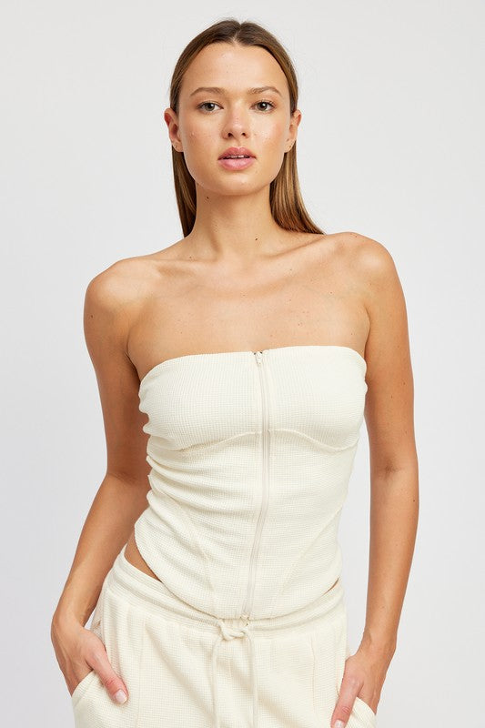 ZIP UP TUBE TOP - Premium  from Emory Park - Just $36.40! Shop now at Alexi and Gray