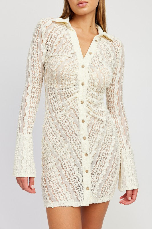 BUTTON DOWN LACE DRESS - Premium  from Emory Park - Just $53.30! Shop now at Alexi and Gray