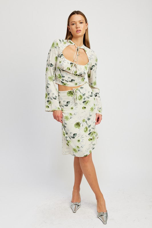 FLORAL BLOUSE WITH NECK TIE - Premium  from Emory Park - Just $45.50! Shop now at Alexi and Gray