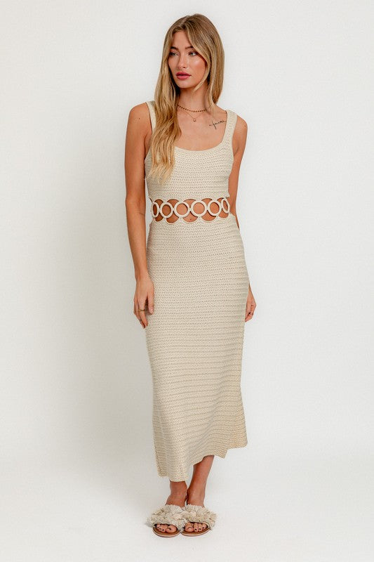 Square Neck Sleeveless Crochet Midi Dress - Premium  from LE LIS - Just $75.60! Shop now at Alexi and Gray
