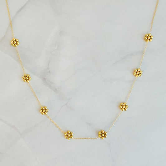 Dainty Golden Bead Flower Necklace - Premium  from Ellison and Young - Just $27.30! Shop now at Alexi and Gray
