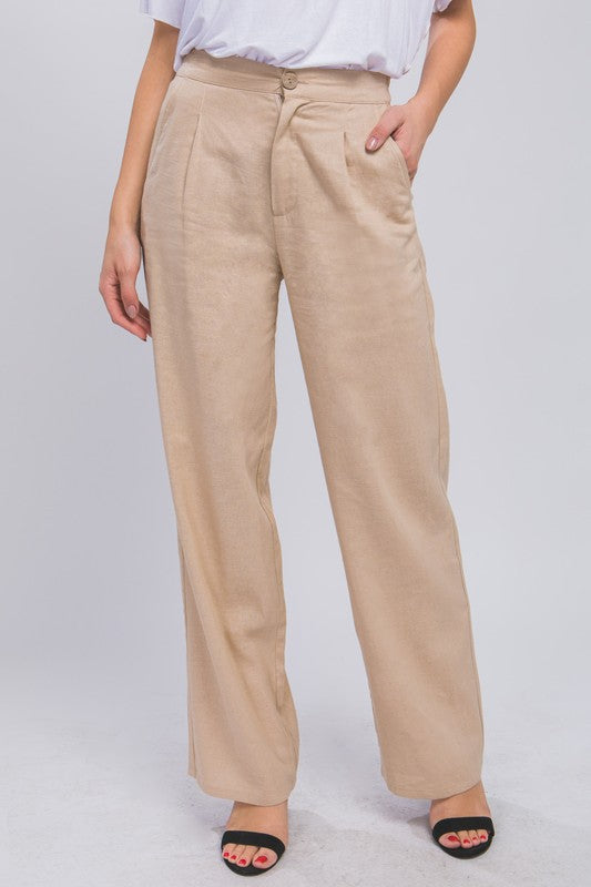 Linen Front Creased Pants - Premium  from Love Tree - Just $26.46! Shop now at Alexi and Gray