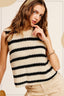 Chunky Stripe Sleeveless Sweater Top - Premium  from La Miel - Just $32.80! Shop now at Alexi and Gray