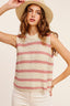 Chunky Stripe Sleeveless Sweater Top - Premium  from La Miel - Just $32.80! Shop now at Alexi and Gray