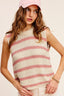 Chunky Stripe Sleeveless Sweater Top - Premium  from La Miel - Just $32.80! Shop now at Alexi and Gray