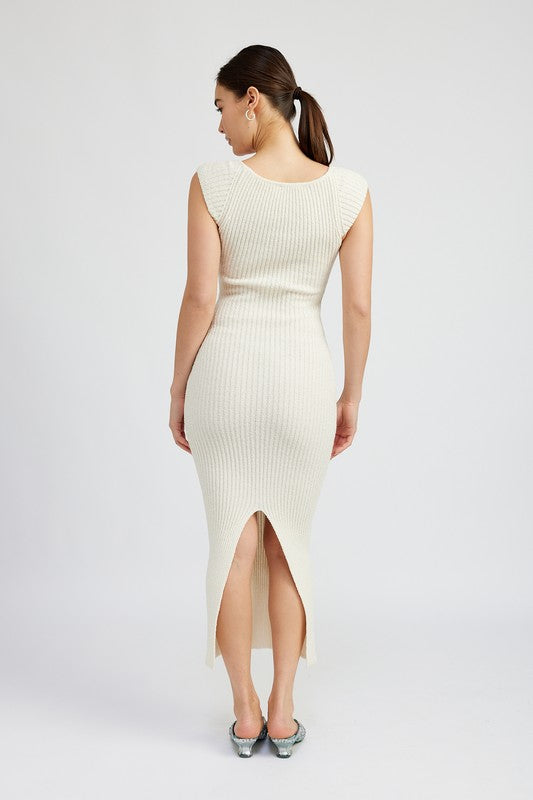 SWEETHEART BODYCON DRESS WITH SLIT - Premium  from Emory Park - Just $58.50! Shop now at Alexi and Gray