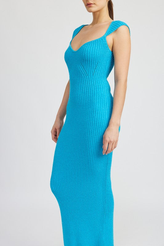 SWEETHEART BODYCON DRESS WITH SLIT - Premium  from Emory Park - Just $58.50! Shop now at Alexi and Gray