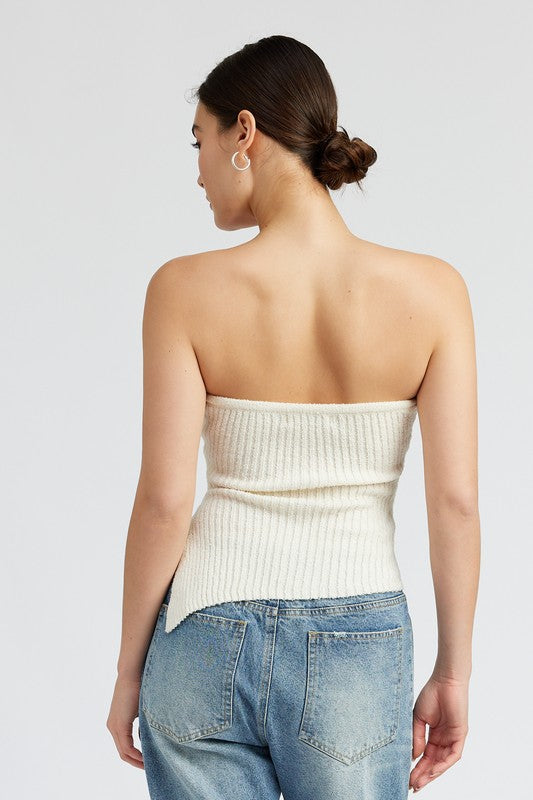 ASYMMETRICAL RUCHED TUBE TOP - Premium  from Emory Park - Just $44.20! Shop now at Alexi and Gray