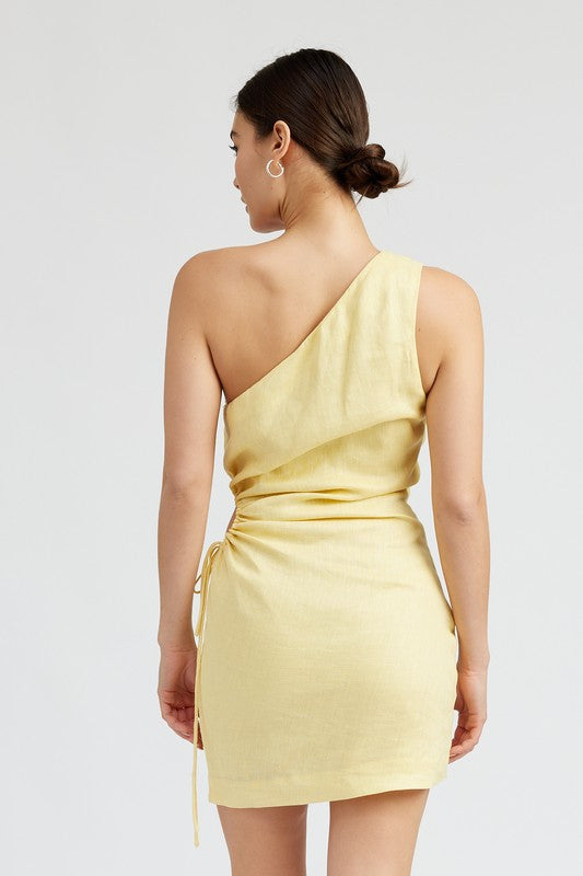ONE SHOULDER MINI DRESS WTIH SIDE KEYHOLE - Premium  from Emory Park - Just $75.40! Shop now at Alexi and Gray